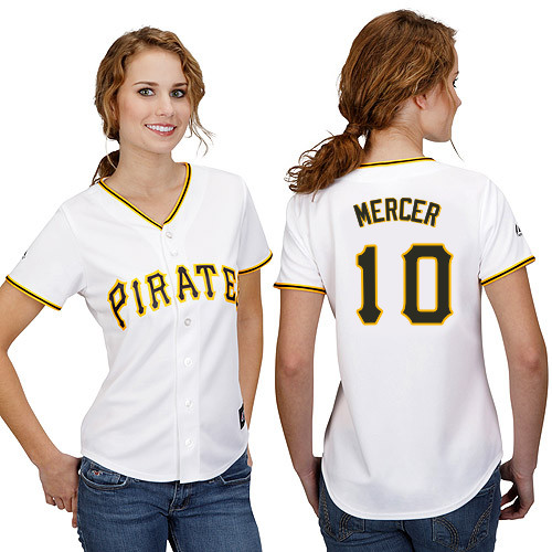 Jordy Mercer #10 mlb Jersey-Pittsburgh Pirates Women's Authentic Home White Cool Base Baseball Jersey
